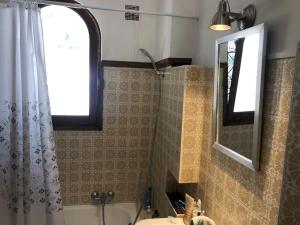 邦多勒Villa provençale – grand jardin - 2 chambres的一间带水槽、淋浴和镜子的浴室