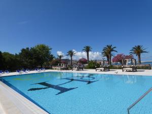 巴尔公主酒店的一个带椅子和棕榈树的大型游泳池