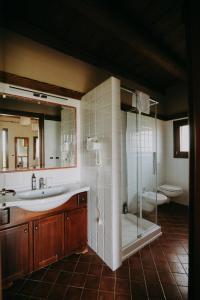 蒙特韦廖寇德艾博酒店的带淋浴、盥洗盆和卫生间的浴室