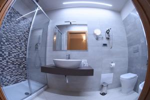 卡坦扎罗丽都尼亚加拉酒店的一间带水槽、镜子和卫生间的浴室