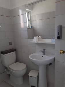 干尼亚戴安娜客房酒店的白色的浴室设有卫生间和水槽。