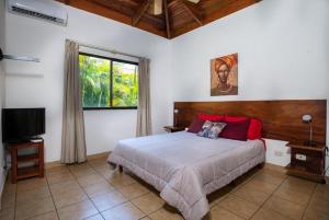 瓜纳卡斯特Claudia Villagge的一间卧室设有一张床、一个窗口和一台电视
