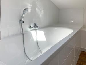 贝尔热拉克莱斯都宫公寓的浴室设有带淋浴的白色浴缸。