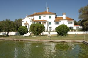 埃尔瓦斯Elxadai Parque的水体旁的白色大房子