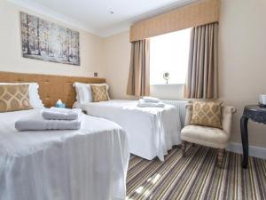 Thorpe le SokenThe Rose and Crown的酒店客房,配有两张床和椅子