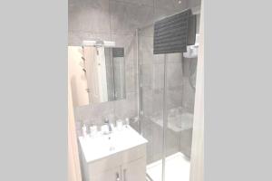布雷得佛NEW APARTMENT - Offline Bookings on 079-504-13594的一间带水槽和镜子的浴室
