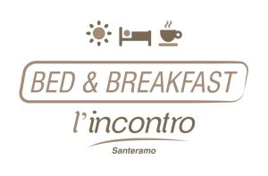 圣埃拉莫因科莱L'Incontro Suite B&B的一套住宿加早餐的标志和一杯咖啡