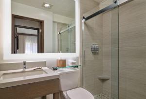 圣巴巴拉Palmoro House的浴室配有卫生间、盥洗盆和淋浴。