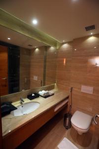 维沙卡帕特南Best Western Plus Tejvivaan的一间带水槽、卫生间和镜子的浴室