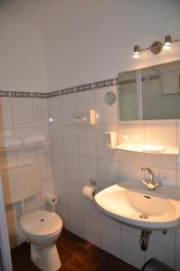 拉姆斯泰因-米森巴赫皮斯切酒店的白色的浴室设有卫生间和水槽。