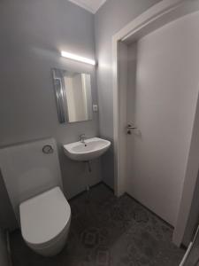 施图尔Motel-Stuhr的浴室配有白色卫生间和盥洗盆。