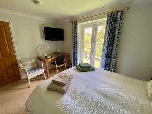 佩尼斯通Millbrook的一间卧室配有一张床、一个窗口和一张书桌
