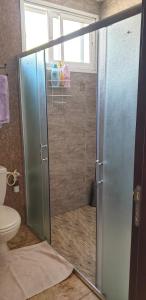 尼夫佐哈Martini Dead Sea的浴室里设有玻璃门淋浴