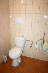 苏希采Ubytování Sušice的瓷砖客房内的白色卫生间浴室
