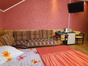 涅温诺梅斯克Hotel Economy Classa Edelweiss的带沙发和电视的客厅