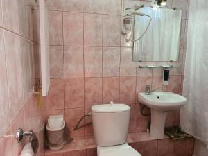 涅温诺梅斯克Hotel Economy Classa Edelweiss的一间带卫生间和水槽的浴室
