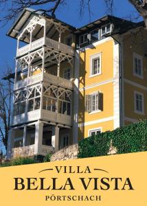 沃尔特湖畔佩莎赫Villa Bella Vista - Apartment Blue的一座建筑,上面标有阅读别墅的贝尔卡远景堡垒的标志