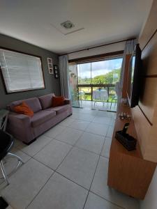贝泽罗斯apartamento em serra negra - bezerros的带沙发和平面电视的客厅