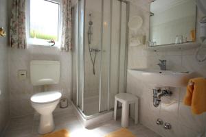 艾恩贝克Hotel-Garni Haus Johanna的浴室配有卫生间、盥洗盆和淋浴。