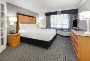 艾迪生达拉斯艾迪森-加勒里亚拉金塔旅馆及套房的配有一张床和一台平面电视的酒店客房