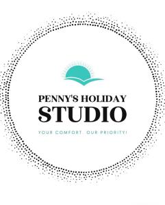 卡尼奥提Penny's Holiday Studio的假日工作室标志的矢量插图