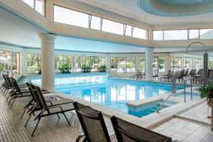 蒙特格罗托泰梅Hotel Apollo Terme的一座带椅子的大型游泳池