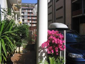 米兰梅尔卡酒店的停在一根花粉极旁边的汽车