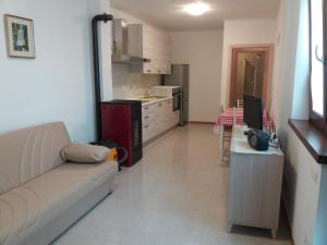 科马诺泰梅Appartamento Cillà的带沙发的客厅和厨房