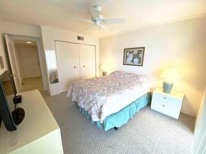 大洋城Ocean Princess 207的一间卧室配有一张床和吊扇