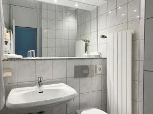 卢森堡卢森堡高瑞斯集团的一间带水槽、卫生间和镜子的浴室