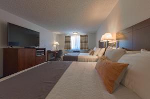 凯洛格Silver Inn的酒店客房设有两张床和一台平面电视。