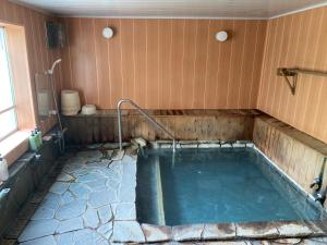 山之内町滋贺阿斯彭酒店的客房内设有一个按摩浴缸,