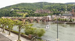 海德堡House of Hütter - Heidelberg Suites & Spa的享有河流、桥梁和城市的景色