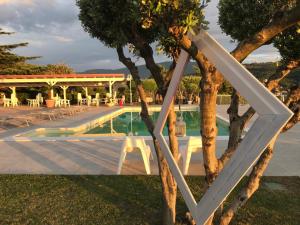 AlbanellaHotel Ristorante Paradiso的游泳池旁树上的白色门