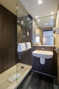 凡尔赛凡尔赛城堡美居酒店的一间带水槽和淋浴的浴室