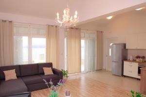 诺维格勒达尔马提亚Apartments Villa Marija的带沙发的客厅和厨房