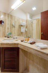 普诺GHL Hotel Lago Titicaca的一间带水槽和大镜子的浴室
