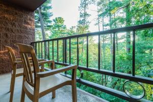 威斯康星戴尔Chula Vista Resort, Trademark Collection by Wyndham的阳台配有两把椅子,享有树林美景