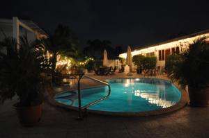 奥拉涅斯塔德Palmita Hostel Chez Harmony的庭院里的一个游泳池