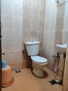 钦奈Hotel Sarada Nivas的一间带卫生间和水槽的浴室