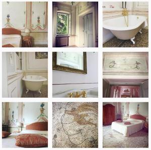 维瓦罗西戈罗蒂别墅酒店的浴室和浴缸的照片拼在一起