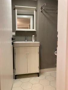恰纳卡莱克兹公寓的一间带水槽和镜子的浴室