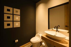 菲兰迪亚Casa Du Vélo的一间带水槽、卫生间和镜子的浴室