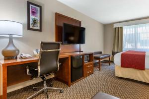 坦培凤凰机场康福特套房酒店的酒店客房配有一张书桌、一台电视和一张床