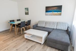 腓特烈港Stadthaus Seeblick G5的客厅配有沙发和桌子