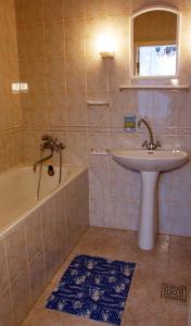 波尔塔瓦基辅酒店的浴室配有盥洗盆、浴缸和盥洗盆