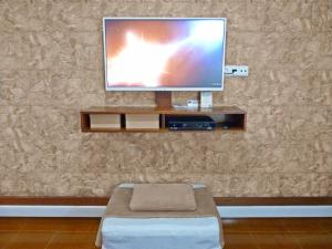 蓬塔德尔加达Home for Travellers ll的客厅的墙上配有电视