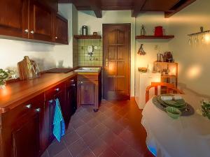 包道乔尼托毛伊Wild Boar Cottage - Romantic getaway的厨房配有木制橱柜和台面