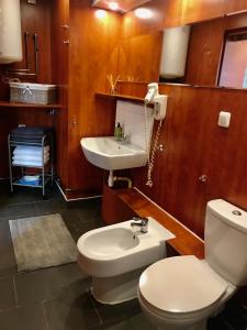 OxieLägenhet med 3 sovrum, terass och egen parkering的一间带卫生间和水槽的浴室