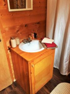 史密瑟斯Rocky Ridge Resort-BC的客房内的盥洗盆浴室
